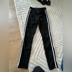 Black 7 for all mankind ankle jeans with 2 white stripes on side